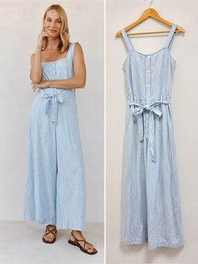 Bella Dahl Linen Square Neck Jumpsuit size S